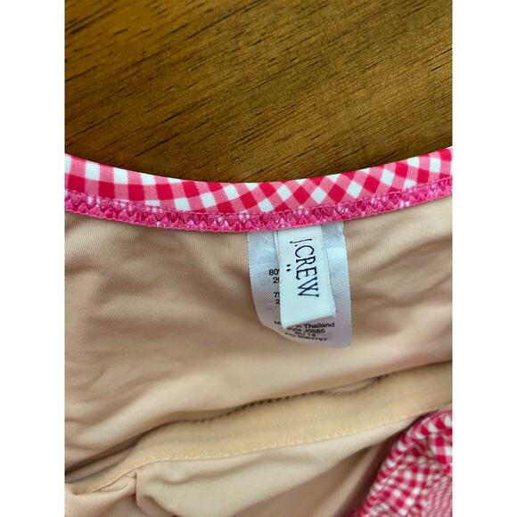 J Crew Ruffle One Shoulder Red White Gingham Full Coverage One Piece EUC Large - Picture 6 of 10